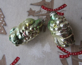 Juego de 2 adornos navideños ucranianos de maíz de cristal - Adornos navideños soviéticos