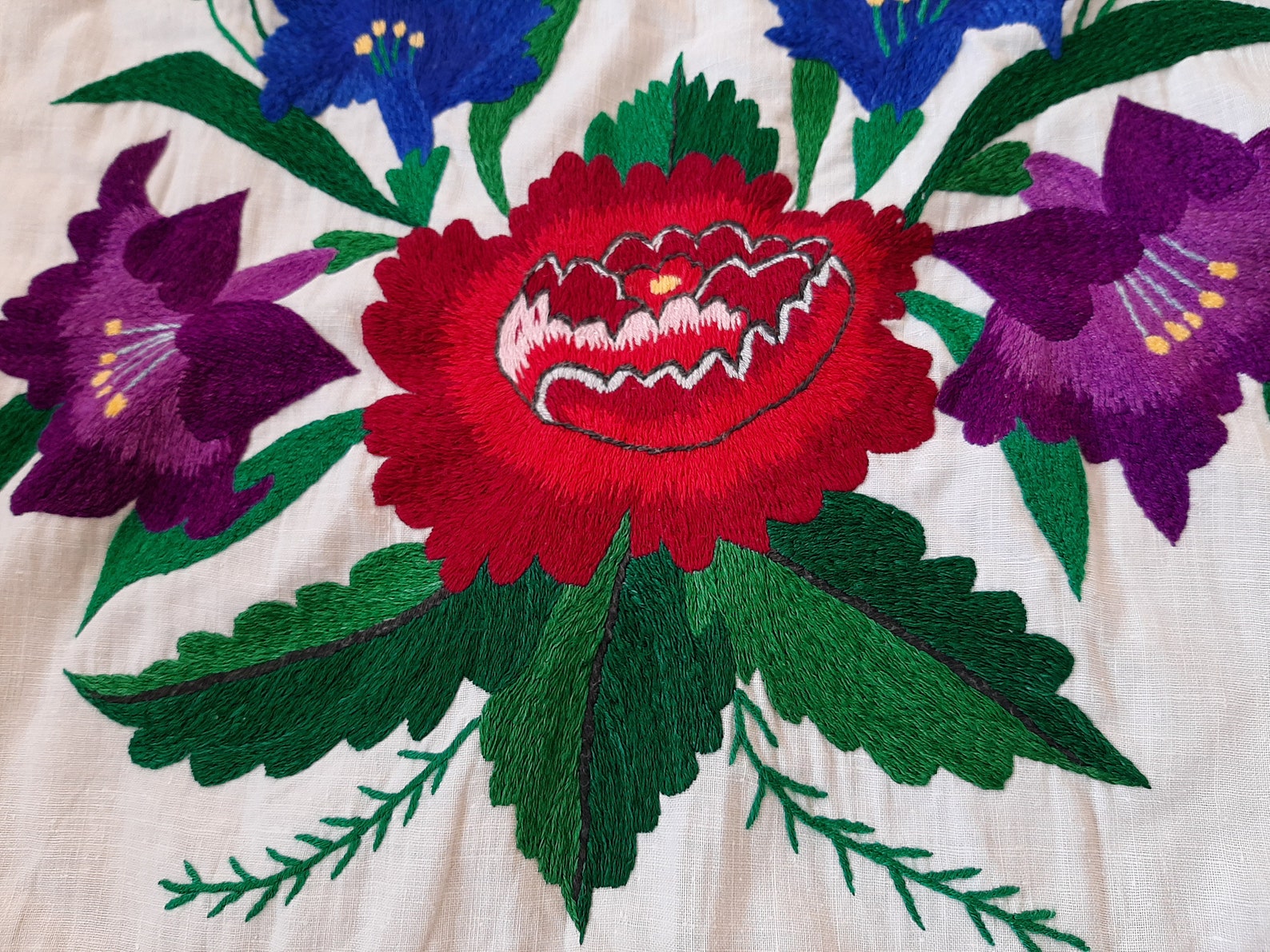 Embroidered flowers Ukrainian hand embroidery cotton table Etsy