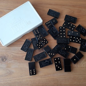 Vintage domino in original plastic box full set - Ukrainian dominoes - Board Game - Domino Game - Gift for Friends - Travel game  Table game
