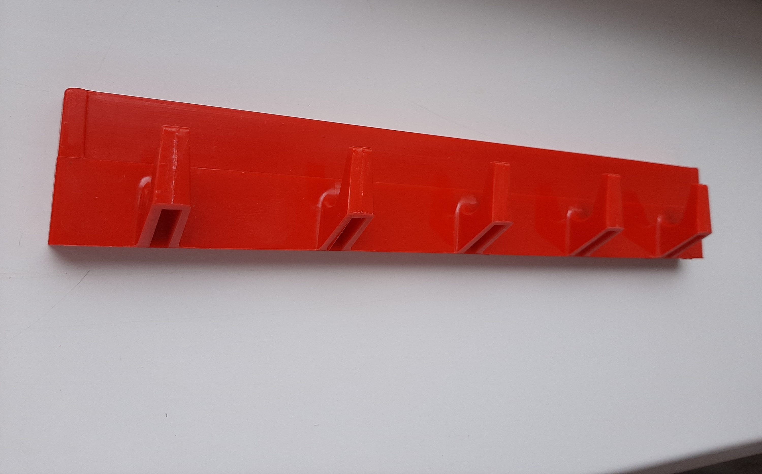 Red plastic coat rack for 5 hooks vintage wall coat rack Etsy