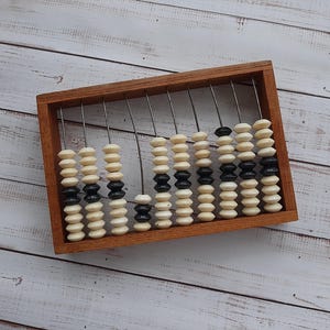 Ábaco vintage de madera - Ábaco escolar de los años 70 - Decoración de aulas de granja - Ábaco infantil - Decoración de loft vintage - Decoración de oficina - Decoración de pared