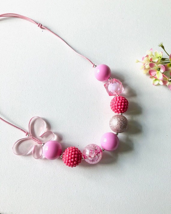 hard stones and gummy bears Adjustable pink Agata necklace
