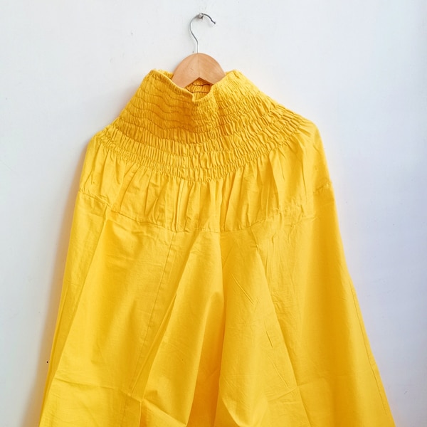 Indian Yellow Harem Gypsy Hippie Ali Baba Baggy Pants Women Trousers Boho Yoga Pant Harem Boho Loose Aladdin Men Cotton Plain Genie Wide Leg