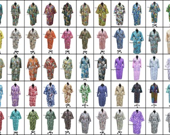 Indian All Collection Pattern Floral Kimono Bath Robe Housewife, Mother's , Bridal Bath Kimono Sleepwear Night Dressing 55 PC's Kimono Robes