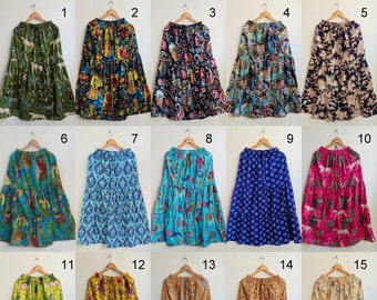 Indian Cotton All Designs Long Frill Skirt Cotton Long Skirt Best Gift For Girls Handmade Women's Fashion Skirt Cotton Screen Print Skirt US