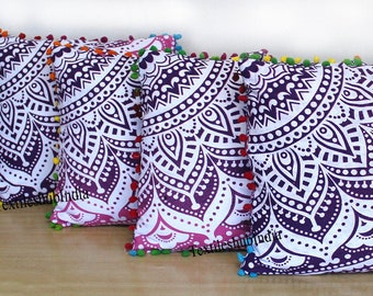 Mandala Square Pillow Cover Decor Sofa Set Cushion Covers 16x16" Indian 4 Pcs 