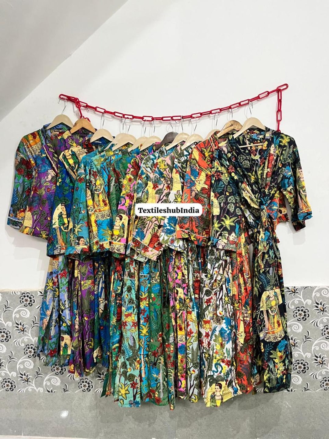 Handmade Cotton Frida Kahlo Kimono Robe: Colorful Maxi Gown - Etsy