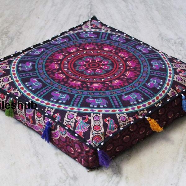 New Pink Indian Square Rajasthani Ghoomer Style Floor Decorative Cushion Seating Cushion Cover Kids Room Pillow Covers Unfilled Pillow Cover