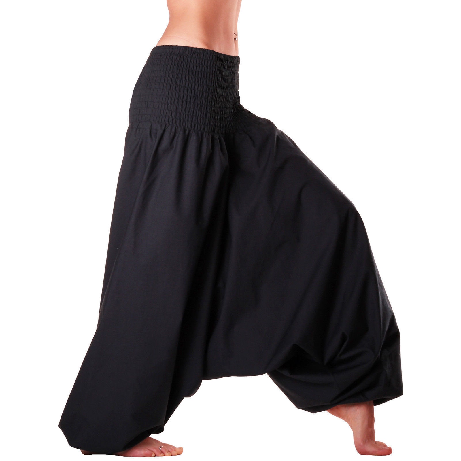 Indian AliBaba Harem Men Trouser Baggy Gypsy Plus size Hippie Pants Black Solid