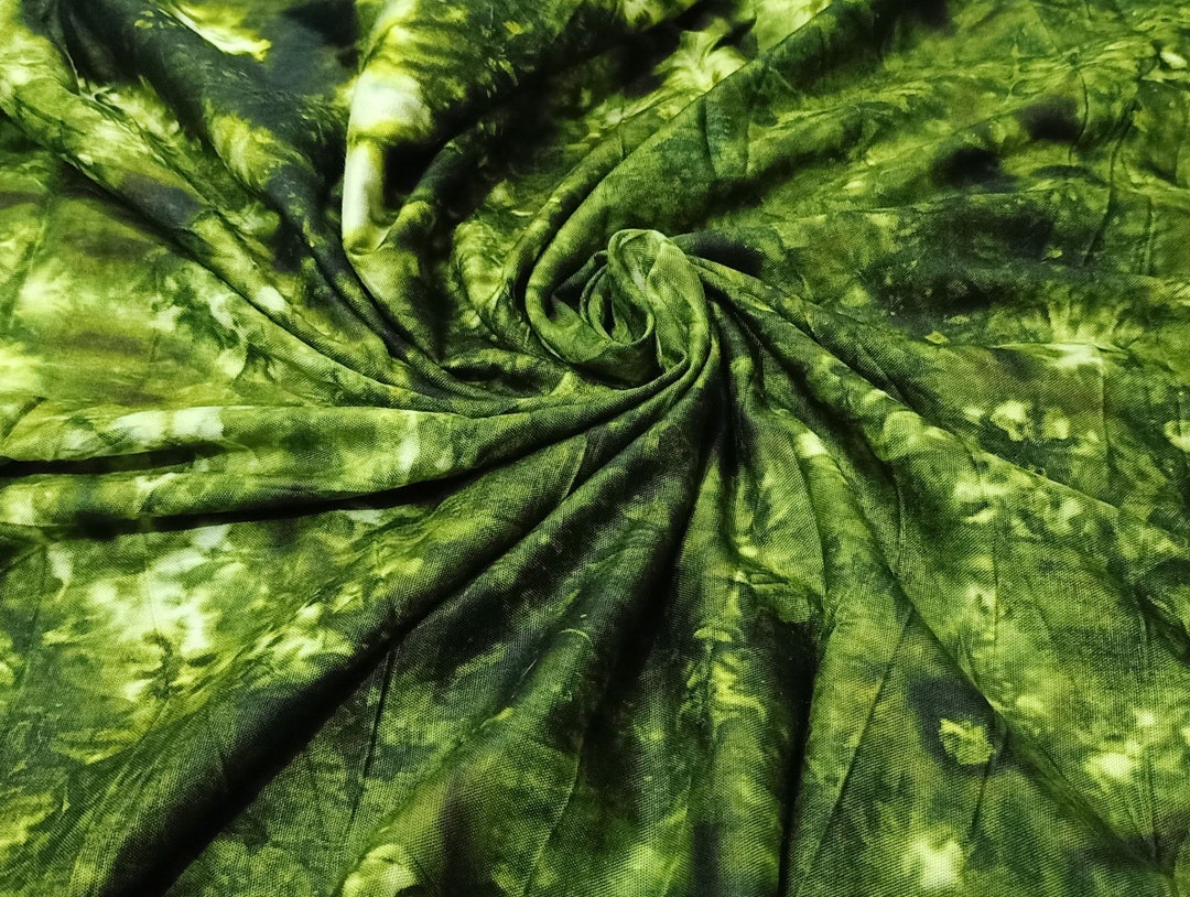 Indian Green Algae Tie Dye Shibori Rayon Fabric Algae Print Fabric Tie