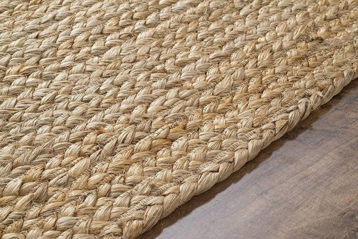 Beautiful Natural Jute Rectangle Rug Braided Indian Jute Floor Etsy UK