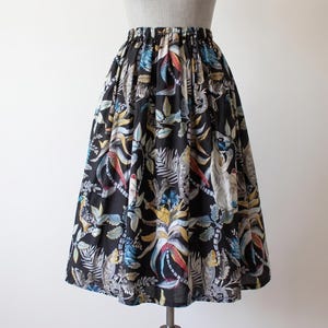 Black Monkey Print Cotton Long Skirt: Indian Screen Print Boho Maxi
