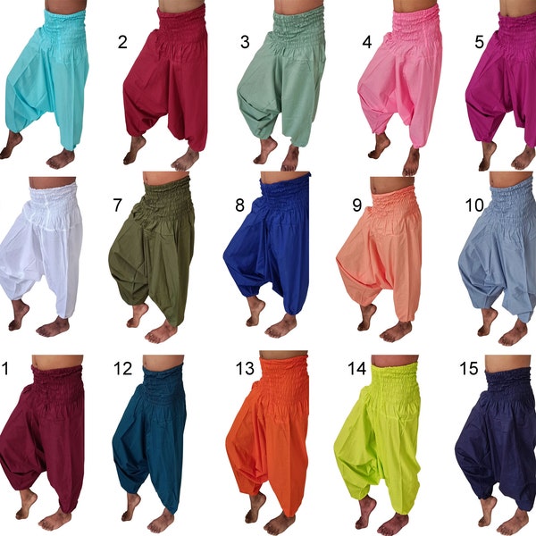 Indian All Harem Gypsy Hippie Ali Baba Baggy Pants Women Trousers Boho Yoga Pants Harem Boho Loose Aladdin Men Cotton Plain Genie Wide Leg