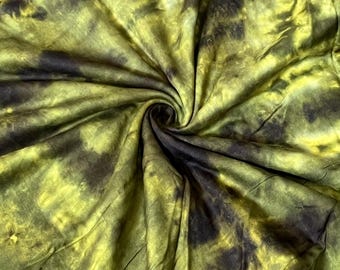 Green Shibori Rayon Fabric: Indian Tie Dye Dressmaking Material