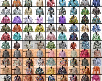 100 Pcs Indian Wholesale Lots Kimono Bath Robes, Night Wear Robes, Sleepwear Robes, Bridal Shower Bath Robes, Night Gown Kimonos Lots Robes