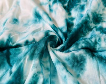 Teal Shibori Tie Dye Rayon Fabric: Soft Indian Cotton, 44" Wide