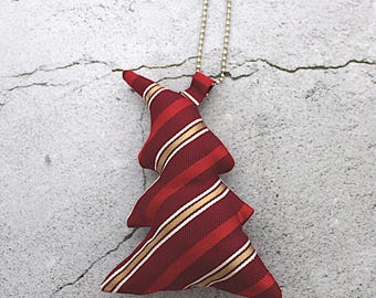 Christmas bag charm made of silk tie, dark red, bag charm, bag decoration, bag dangle, Christmas tree ornament