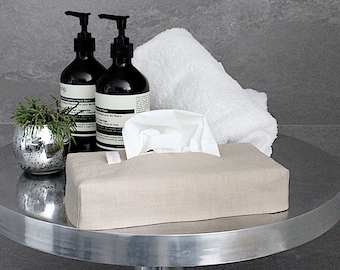 Linen tissue box cover, tissue box cover, fabric tissue container cover, cosmetic tissue box cover, fabric cover