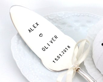 vintage cake server WEDDING, silver-plated, hand-stamped, customizable, cake scoop