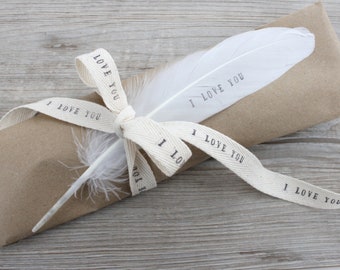 3.75 Euro/meter, personalized decorative ribbon, hand-printed trim, wedding ribbon, gift ribbon, cotton ribbon, cream