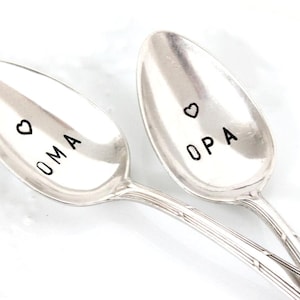 hand-stamped, silver-plated OMA or OPA spoon, vintage teaspoon, gift Mother's Day, Father's Day