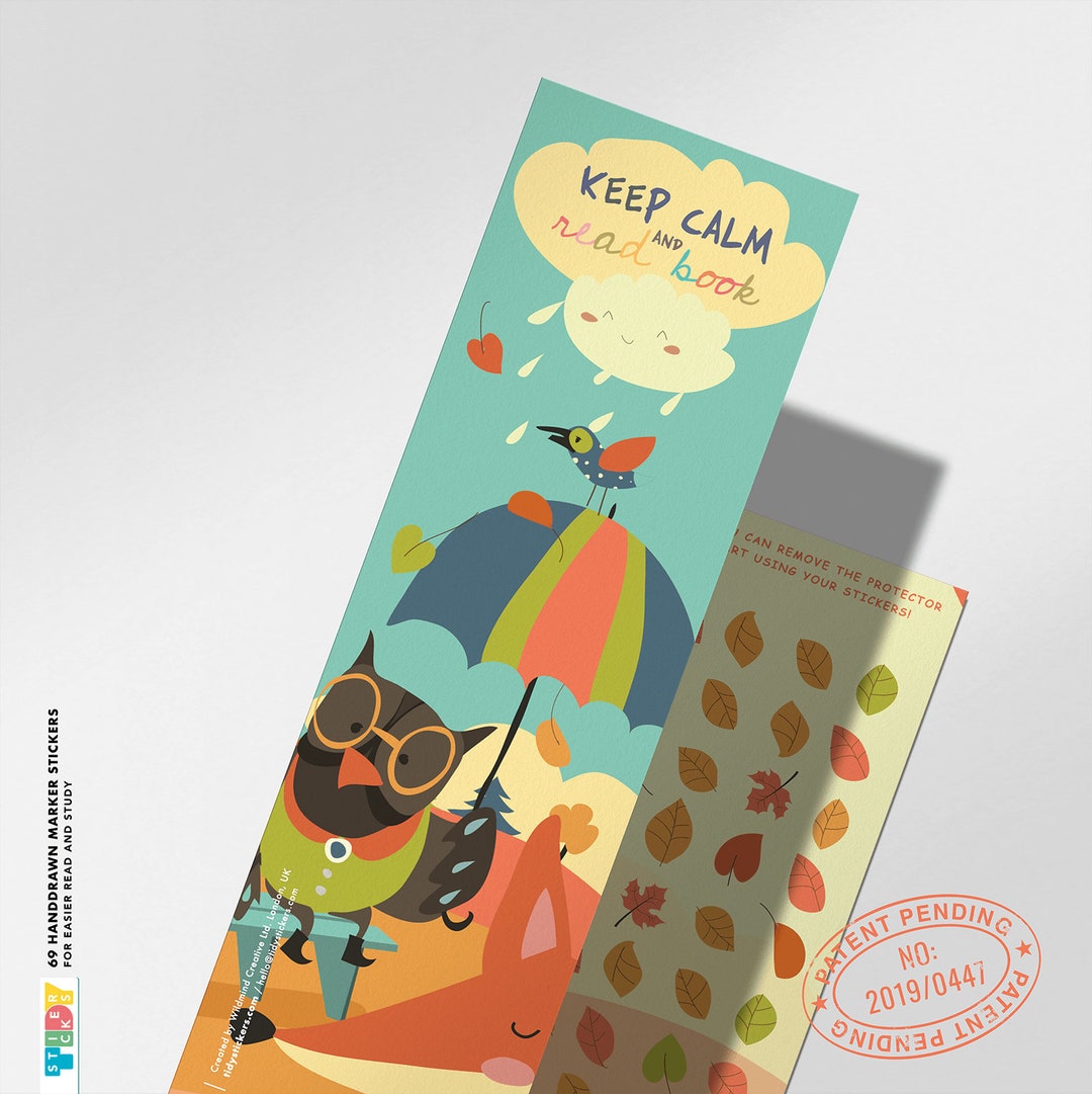 Sticker-bookmark / 80 Piece Hand Drawn Autumn Leaves Stickers Placed on ...
