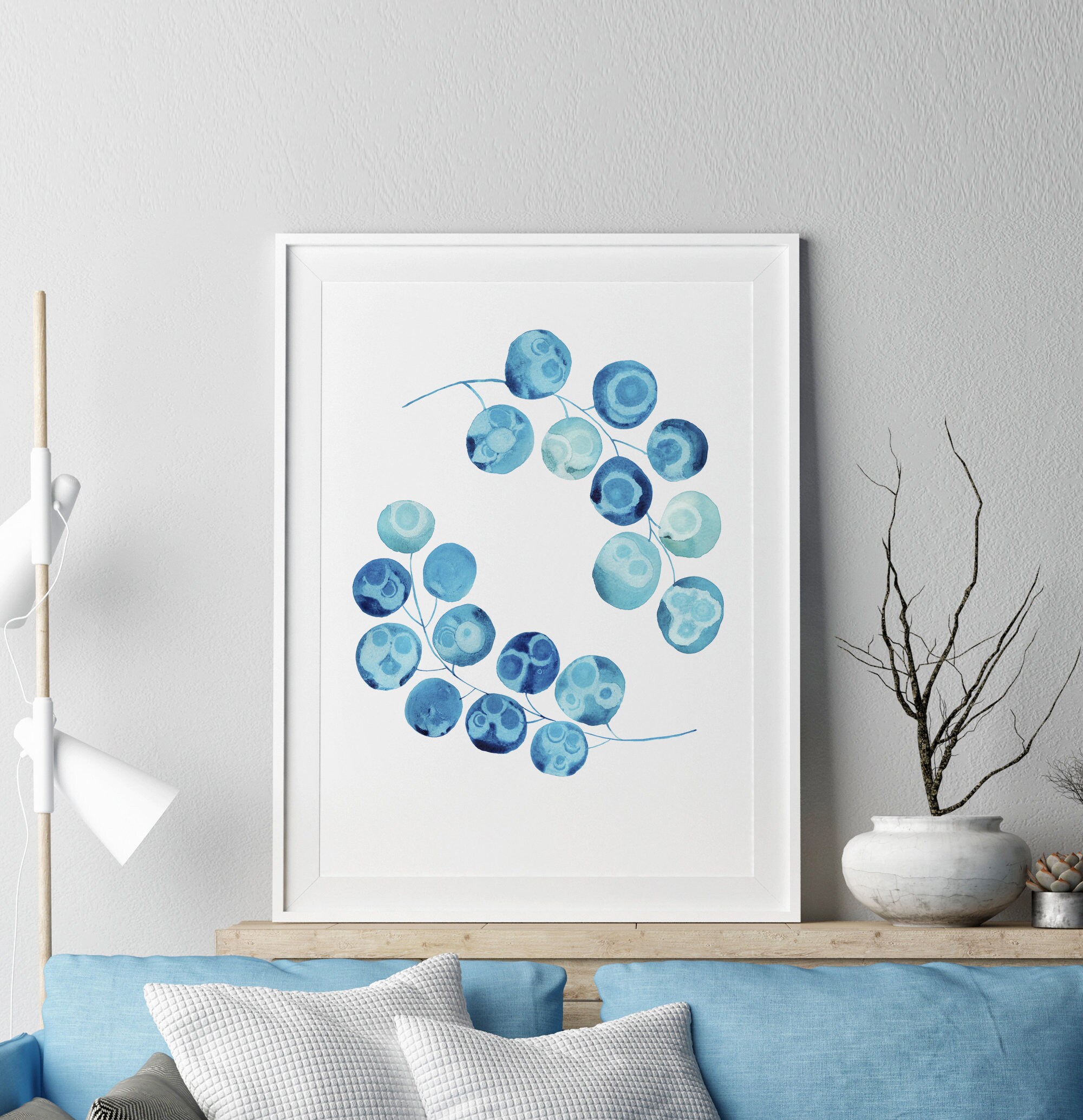 Arte de la pared del baño. Pintura abstracta. Floral gran | Etsy