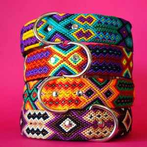 Large Dog Collar Mexican Dog Collar Fiesta Collar Woven Nylon Leather Dog Collar image 1