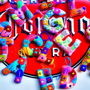 Borla de pompón con letras / Pompón con nombre / Borla con nombre mexicano colorida y brillante / Decoraciones para fiestas / Regalo con monograma
