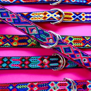 Leather Dog Collar | Woven Nylon Dog Collar | Fiesta Collar | Handmade Mexican Dog Collar