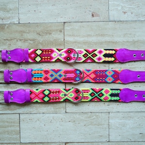 Large Dog Collar Mexican Dog Collar Fiesta Collar Woven Nylon Leather Dog Collar image 7