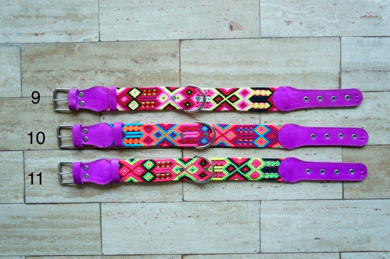 Large Dog Collar Mexican Dog Collar Fiesta Collar Woven Nylon Leather Dog Collar image 7