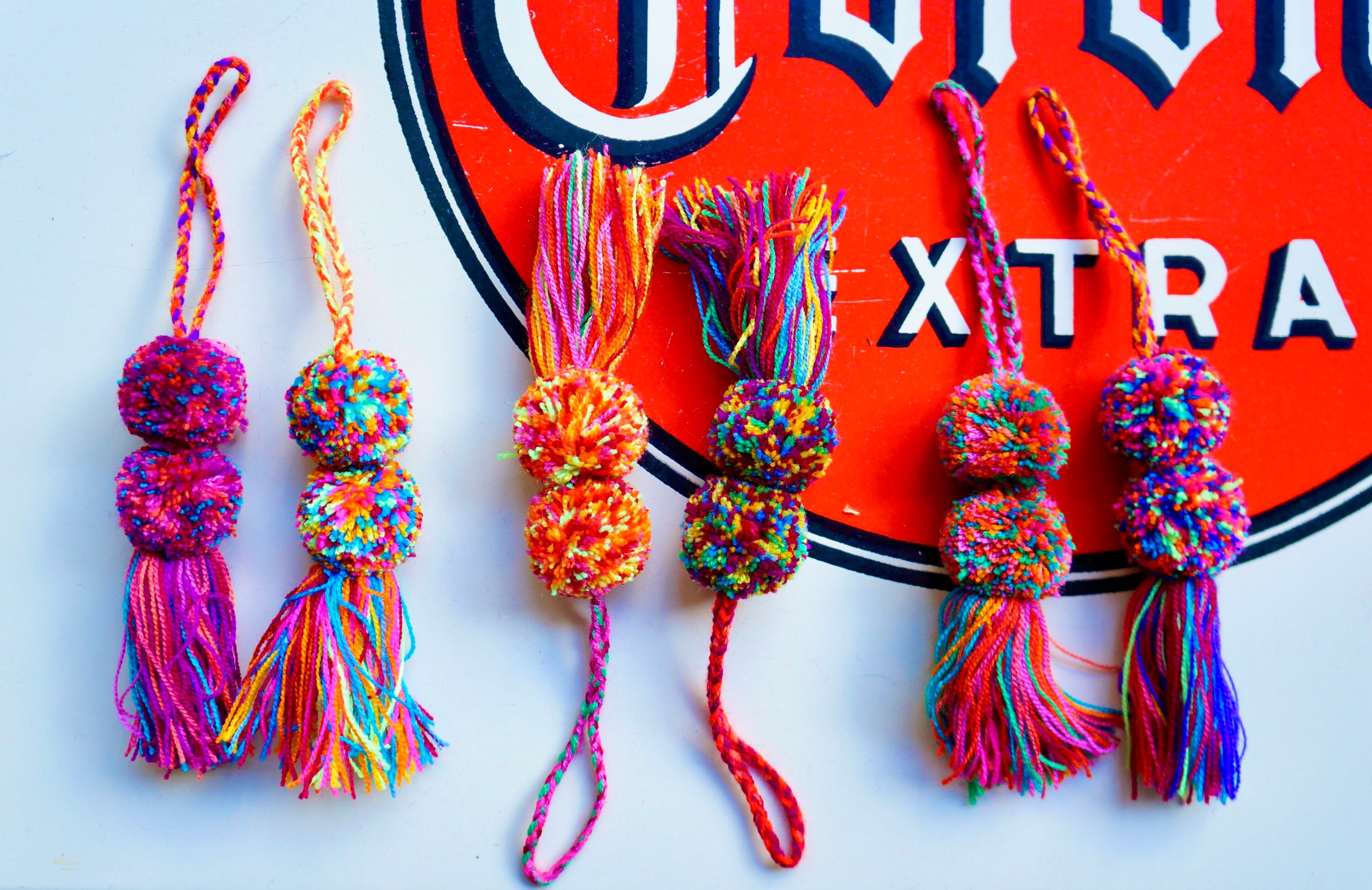 Tie Dye Pom Poms Bag Swag Handmade Tassel for Baskets Etsy