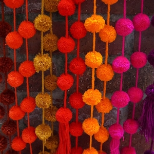 Colorful Pom Pom Garland Mexican Pom Pom Garland Boho Decor Fiesta Decorations image 1