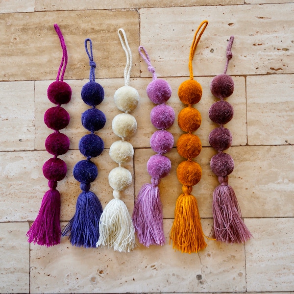 Large Pom Pom Tassel | Earth Tone Tassel | Mexican Fiesta Decorations | Bag Swag