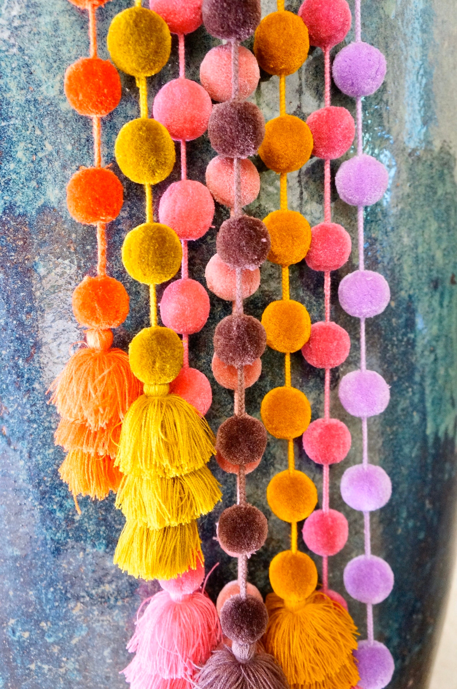 Pom Pom Garland Solid Pom Pom Fino Christmas Tree Etsy