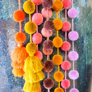 Pom Pom Garland | Solid | Pom Pom Fino | Handmade Garland | Bohemian Decor | Boho Vibe