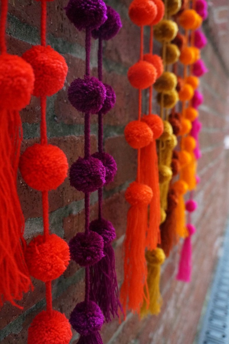 Colorful Pom Pom Garland Mexican Pom Pom Garland Boho Etsy