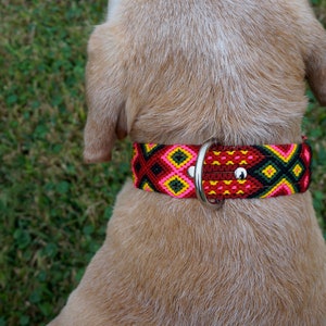 Large Dog Collar Mexican Dog Collar Fiesta Collar Woven Nylon Leather Dog Collar image 2