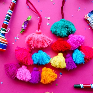 Large Colorful Pom Poms | Bag Swag | Handmade Tassel for Baskets + Bags | Tassel + Pom Pom  Decoration | Mexican Fiesta Decorations