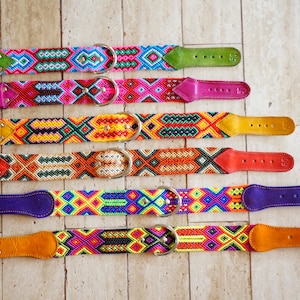 Large Dog Collar Mexican Dog Collar Fiesta Collar Woven Nylon Leather Dog Collar image 3