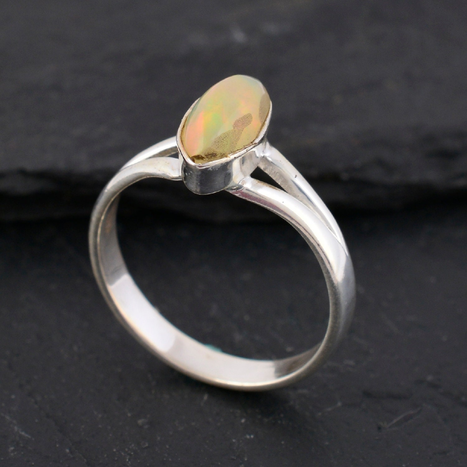A opel stone ring-silver ring-handmade gemstone silver ring | Etsy