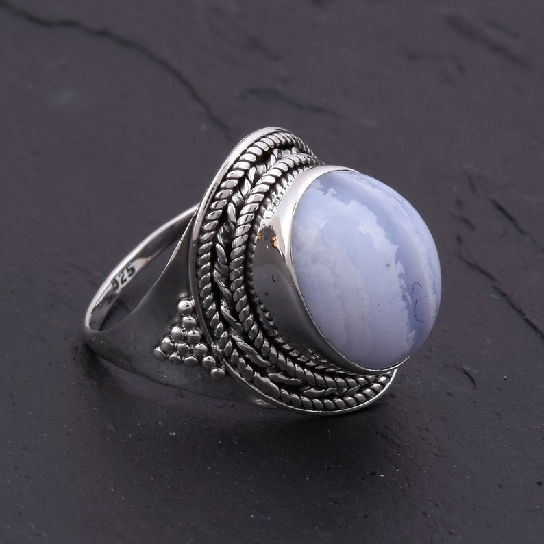 A+ quality blue lace ring silver ring natural blue lace ring handmade wedding silver rings Gift Ring, Handmade Ring Gemstone Ring