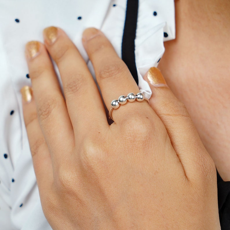 Statement Ring,couple rings Anxious Ring Adjustable minimalist Ring Sterling Silver Ring for Women Splint Knuckle Ring anxiety Ring
