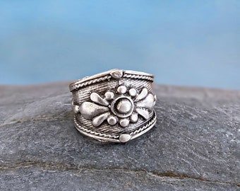 Boho Silver Ring, Adjustable Open Ring, Handmade Jewelry, Gifts for Women