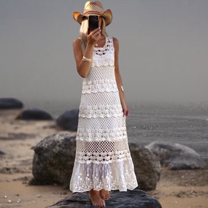 Häkeln Maxi Kleid, Boho Sommerkleid, Hochzeitskleid