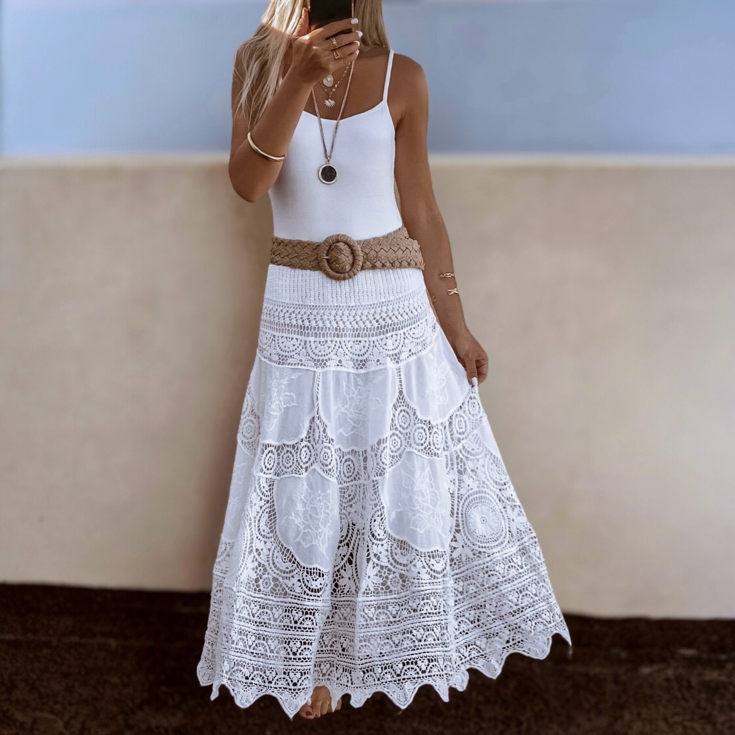 White Boho Skirt Etsy Canada