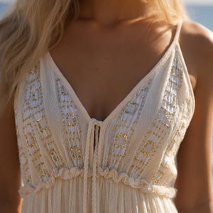 Boho Maxi Dress, Wedding Ivory Cotton Dress image 5