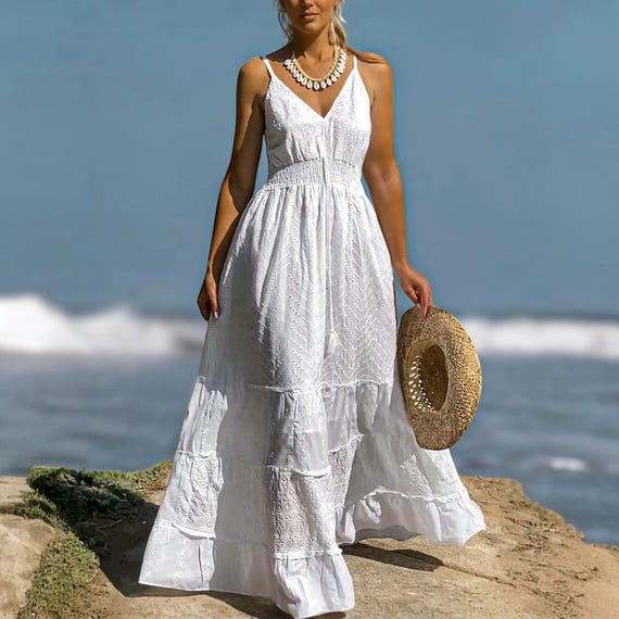 romantic boho dresses Romantic Boho Long Sleeve Beach Lace Backless Wedding Dress,MW294