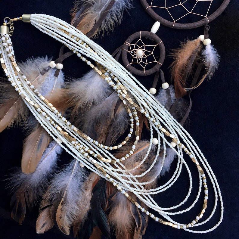 Boho Bohemian Necklace Multi Layers Necklace SEASHELL Ethnic Summer Chocker Ibiza Hippie Necklace